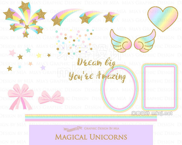 png素材 Unicorn Faces Gold Clipart Pattern
