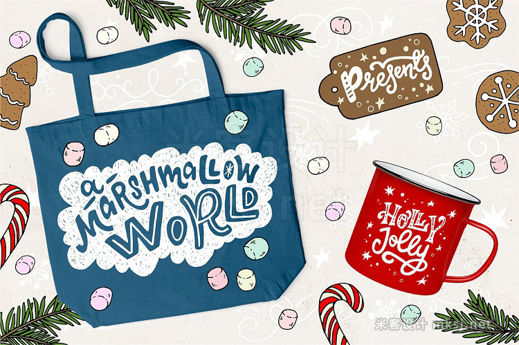 png素材 Cozy Christmas Lettering Clipart