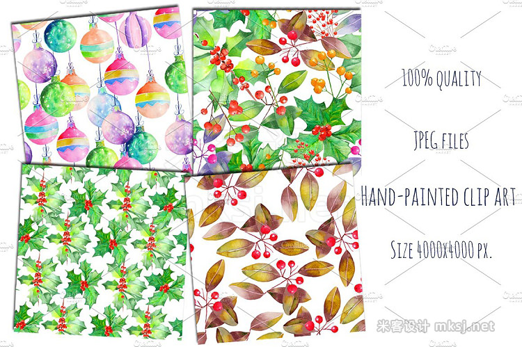 png素材 Christmas floral patterns