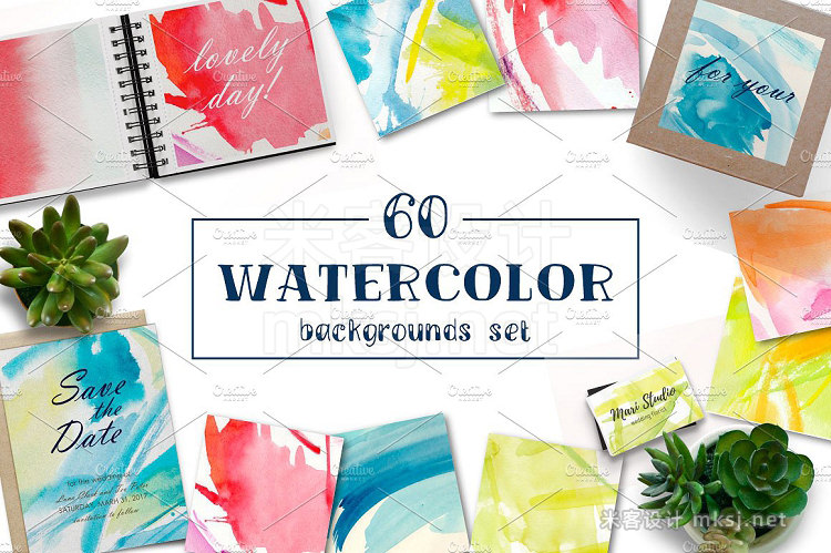 png素材 60 Watercolor backgrounds set