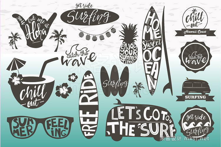 png素材 14 surfing logos templates 5 posters