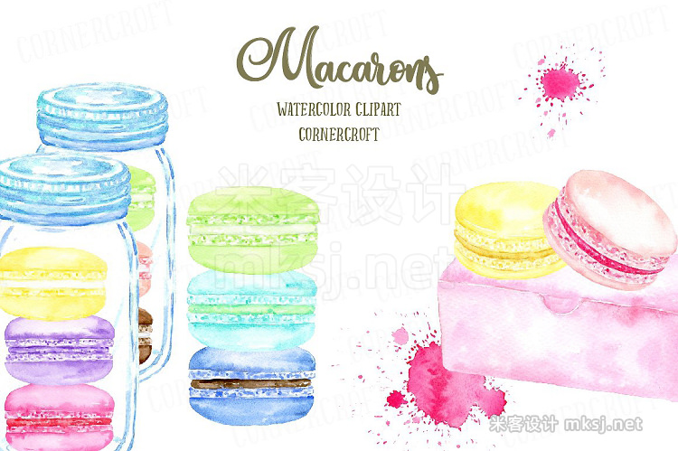 png素材 Watercolor Macaron Graphics