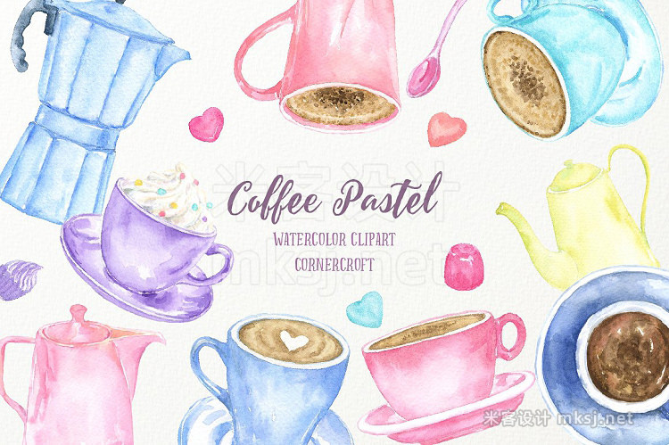 png素材 Watercolor Coffee Pastel