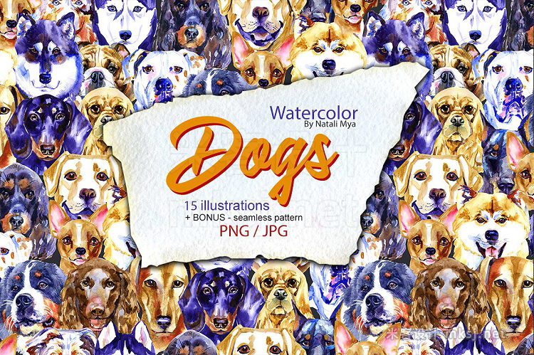 png素材 Watercolor dogs