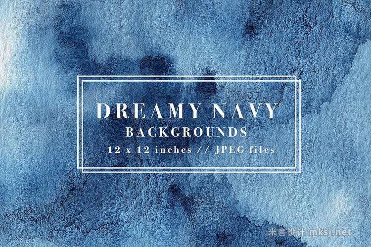 png素材 Navy Watercolor Digital Papers 12x12