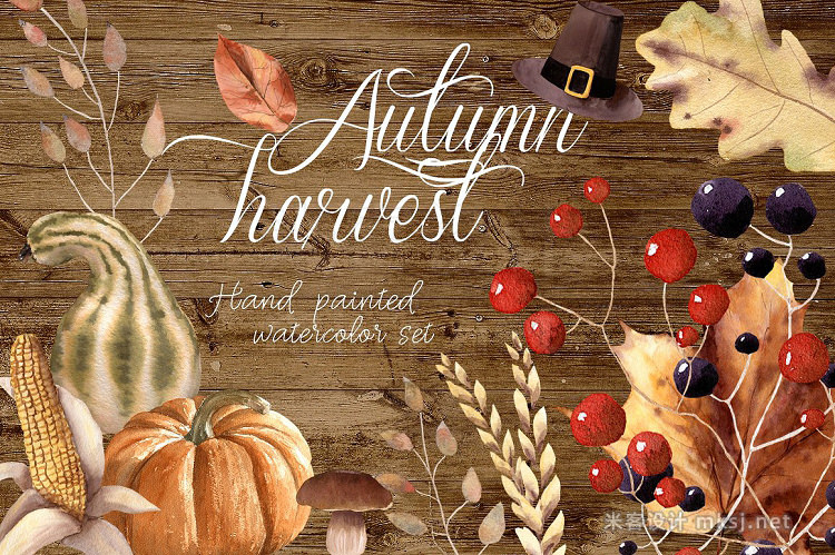 png素材 Autumn Harvest Watercolor Clipart