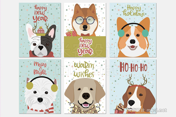 png素材 12 Cute Christmas Dogs