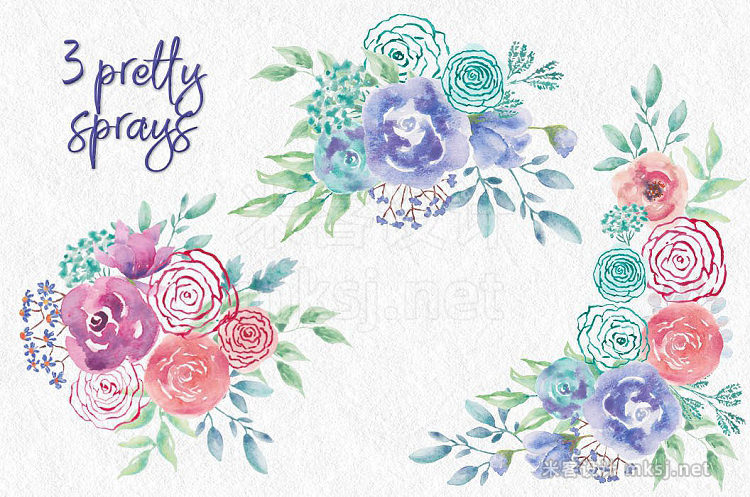 png素材 Watercolor wreath of 'mod' roses