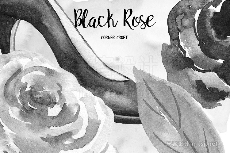 png素材 Watercolor Black Rose Collection