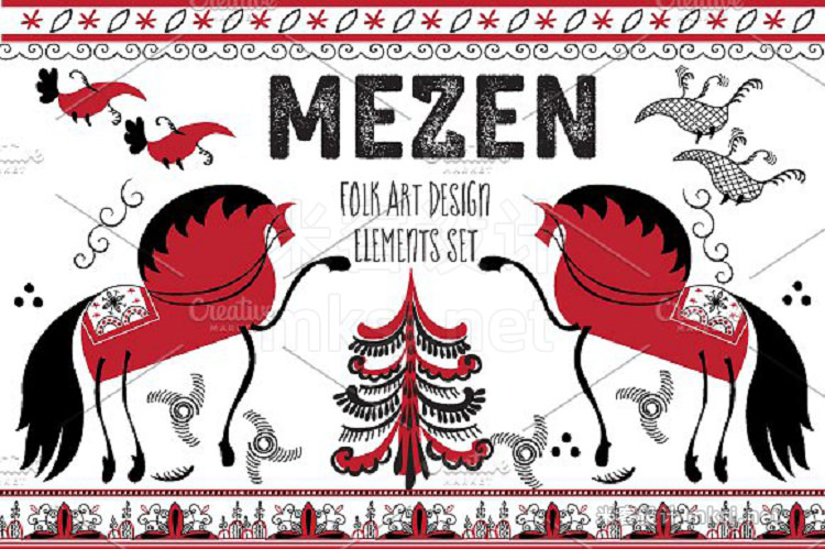 png素材 Mezen Folk Art Elements Design Set