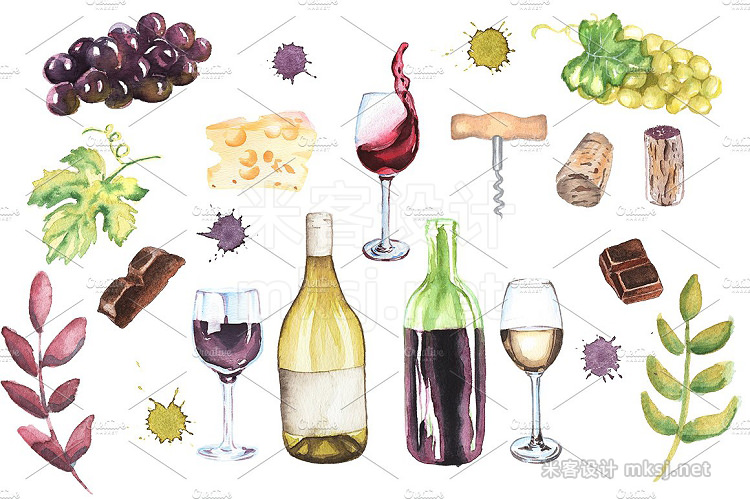 png素材 Watercolor clipart - In vino veritas