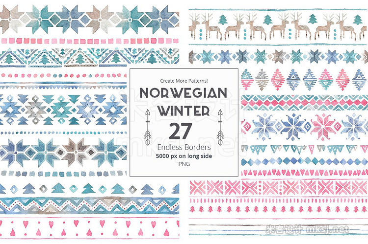 png素材 Norwegian Winter - Seamless Patterns