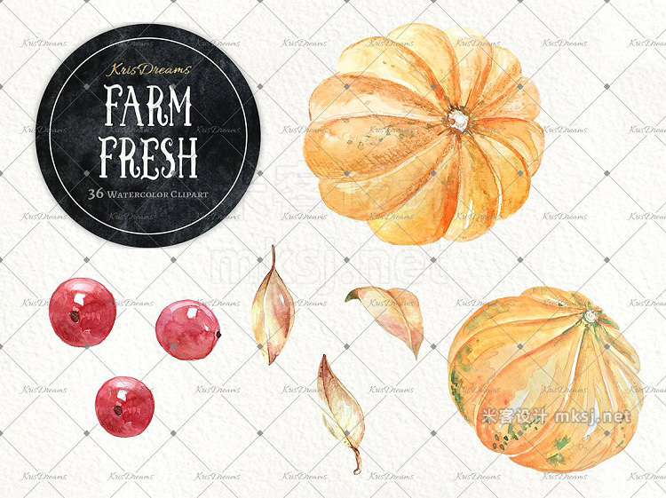 png素材 Farm Fresh Watercolor Clipart