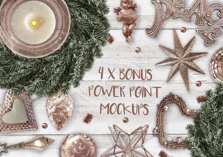 png素材 Rose Gold Christmas PNG Photo pack