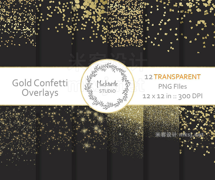 png素材 Gold Confetti Digital Overlays