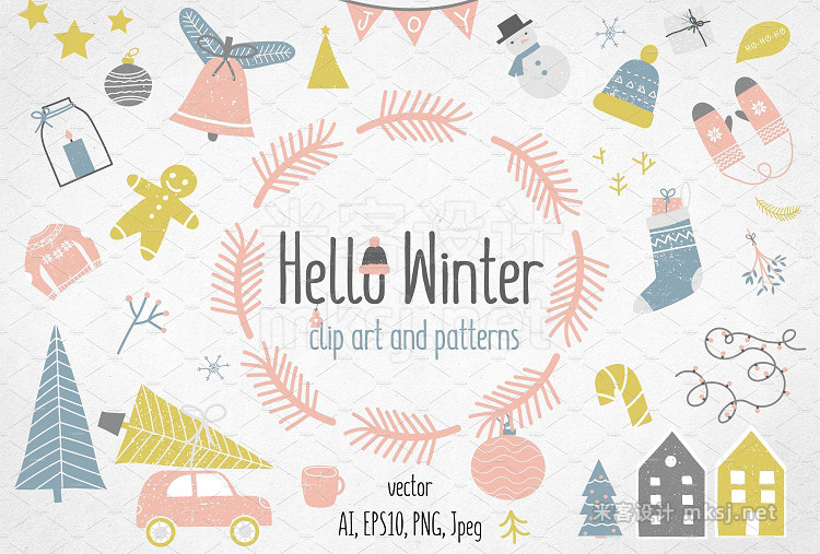 png素材 Hello Winter Set clip art patterns