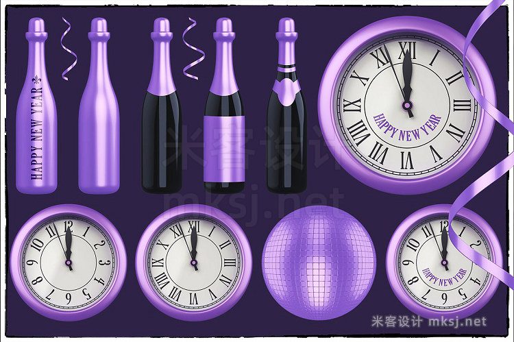 png素材 New Year 3D PNG Items Pack