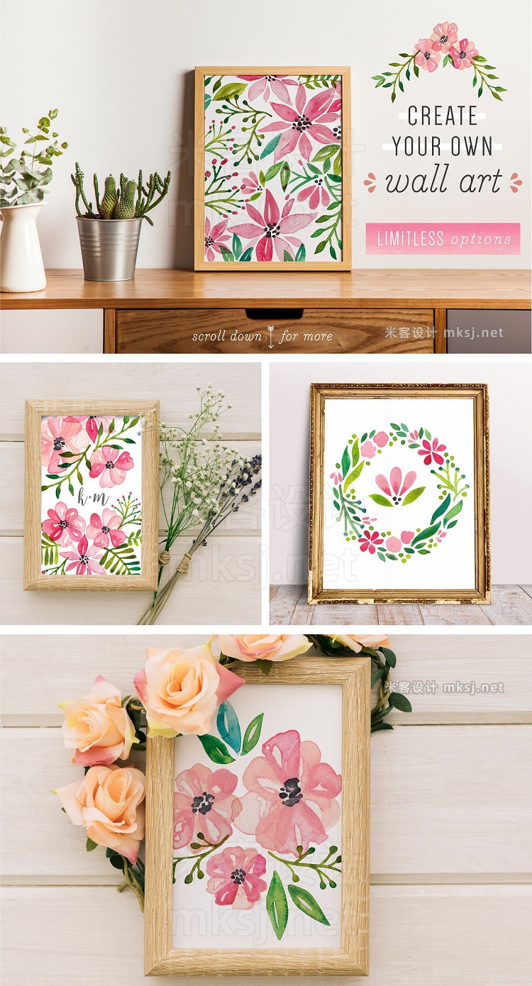 png素材 Fresh Floral Watercolor Arrangements