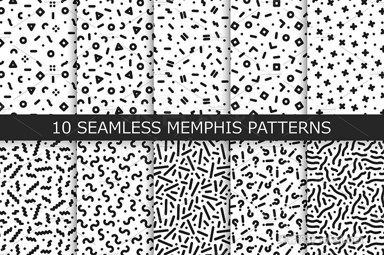 png素材 Bundle of Memphis seamless patterns