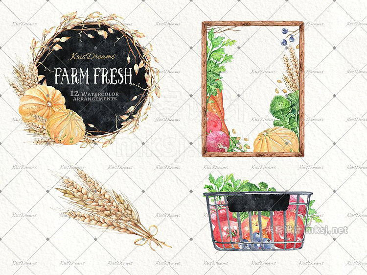 png素材 Farm Fresh Watercolor Arrangements