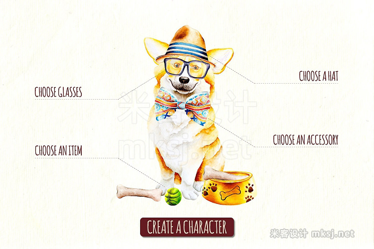 png素材 Watercolor Dog creator  calendar