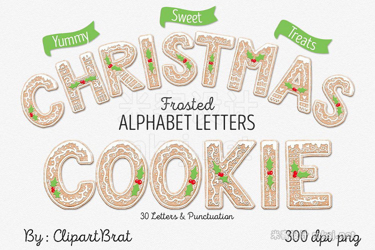 png素材 Christmas Cookie Alphabet Letters