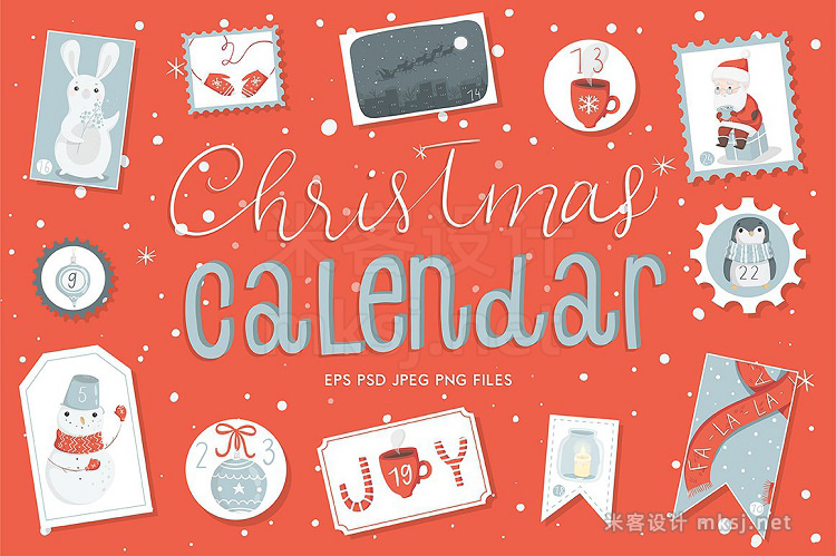 png素材 Christmas Advent Calendar Stickers