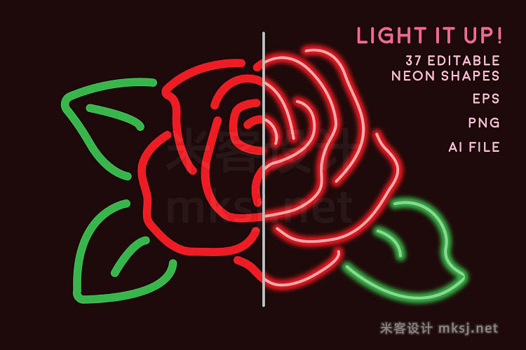 png素材 Neon Sign Shapes Vector Pack