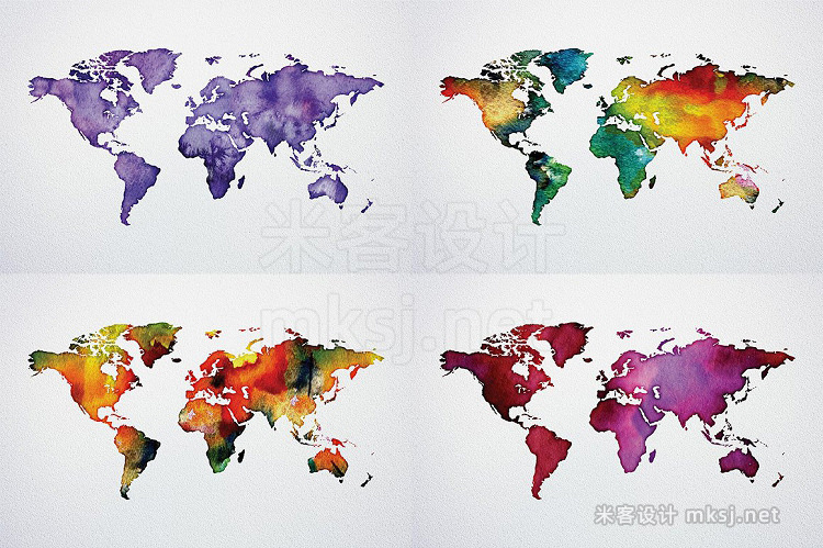 png素材 Watercolor World Maps JPGEPSPNG