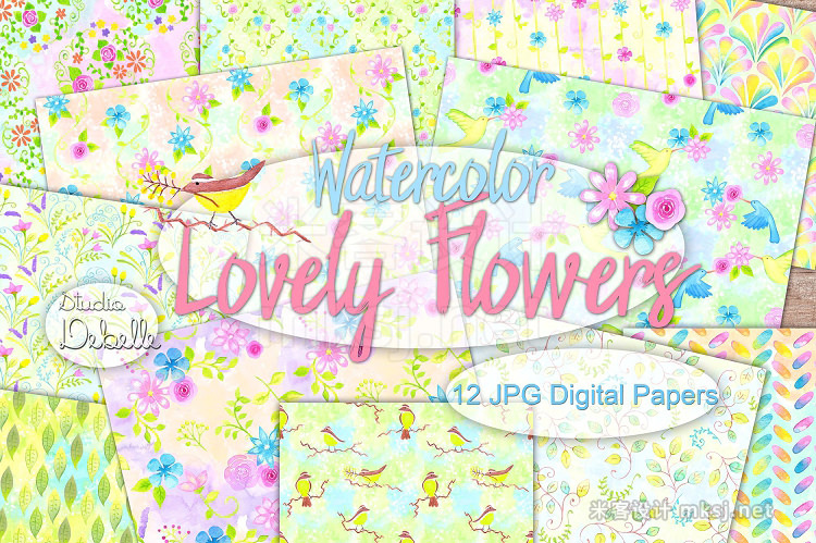 png素材 Lovely Flowers - Watercolor patterns