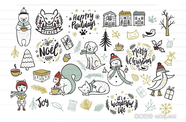 png素材 Christmas Doodles Set EPS PNG