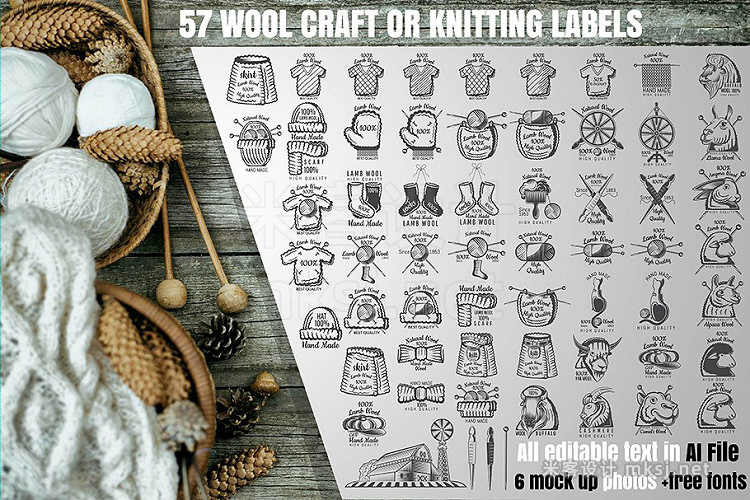 png素材 57 Woolcraft or knitting labels