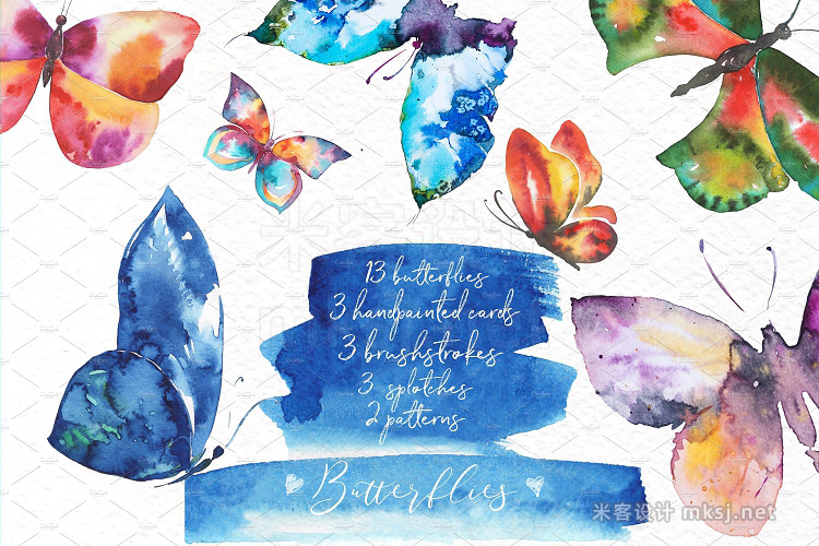 png素材 Butterflies Watercolor Set