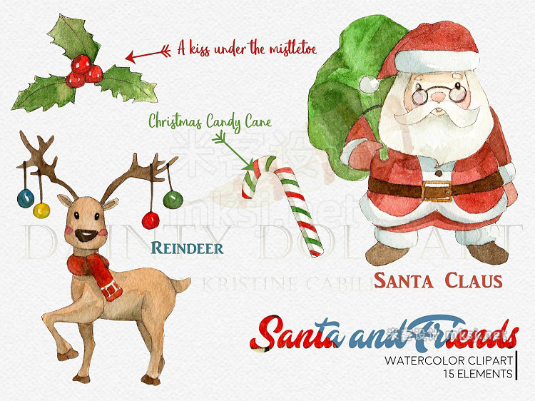 png素材 Watercolor Christmas Santa Clipart