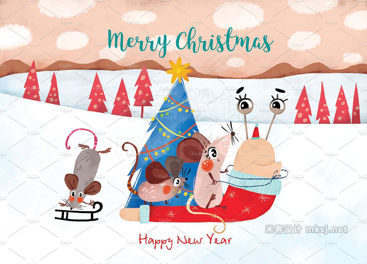 png素材 12 Christmas Postcards