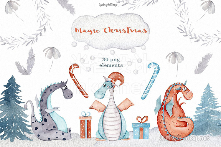 png素材 Christmas magic Winter Dragons