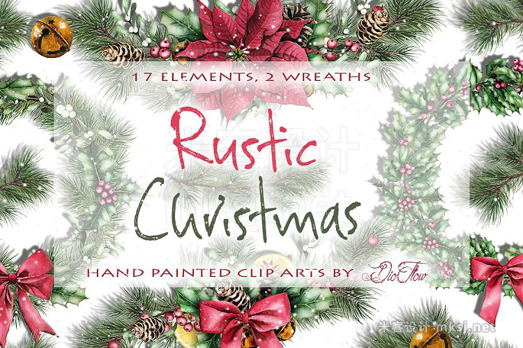 png素材 Rustic Christmas Watercolor Clip Art