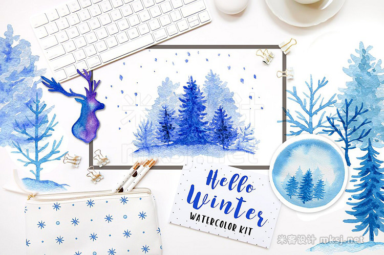 png素材 Winter watercolor design kit