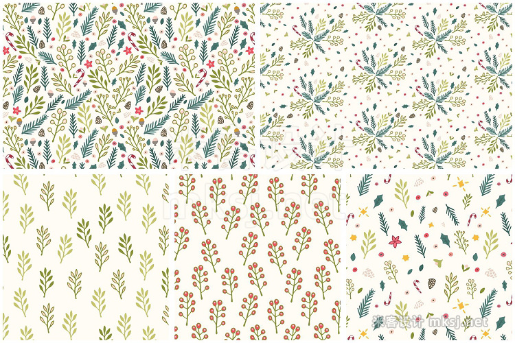 png素材 Winter Flowers Christmas Patterns