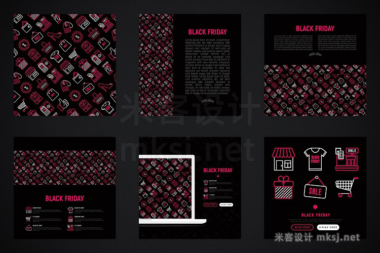 png素材 Black Friday Icons Set Concept