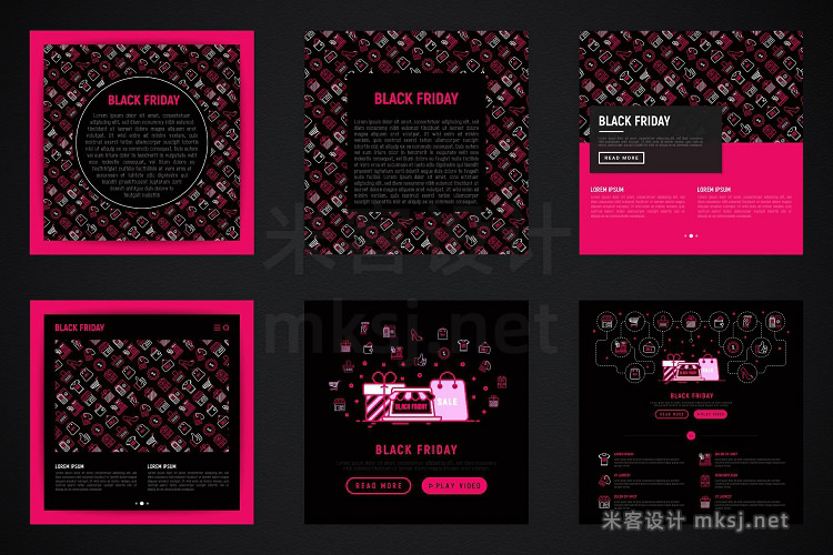 png素材 Black Friday Icons Set Concept