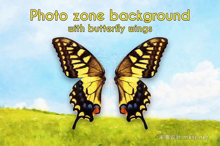 png素材 Photo zone background with butterfly