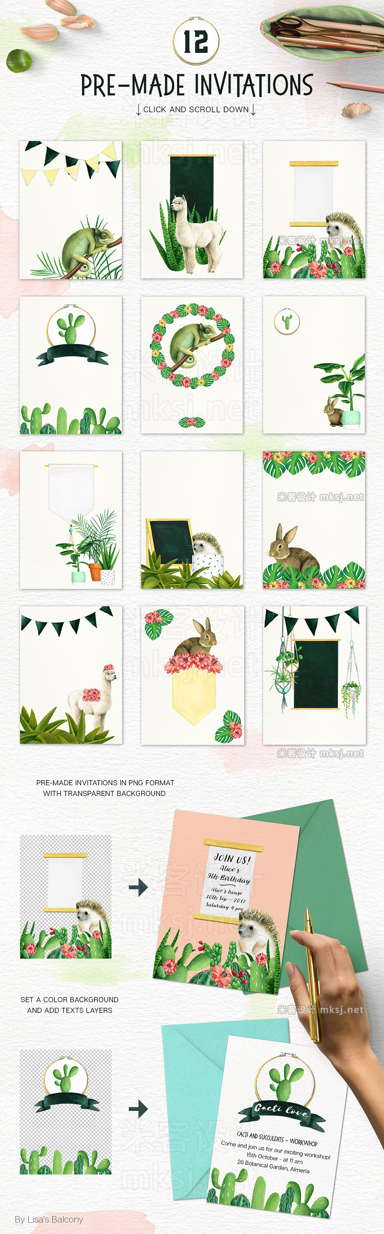 png素材 Cacti and Animals - Design Kit