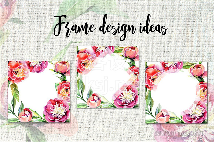 png素材 Peony flowers PNG watercolor set