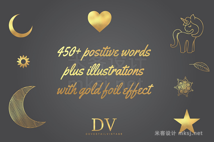 png素材 450 Gold Words Illustrations