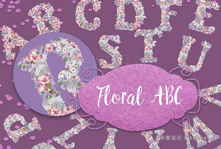 png素材 A floral ABC set clipart