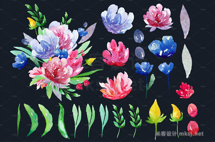png素材 Watercolor summer flowers clip art