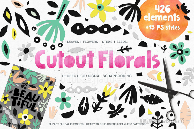 png素材 426 Cutout Floral Elements PNG EPS