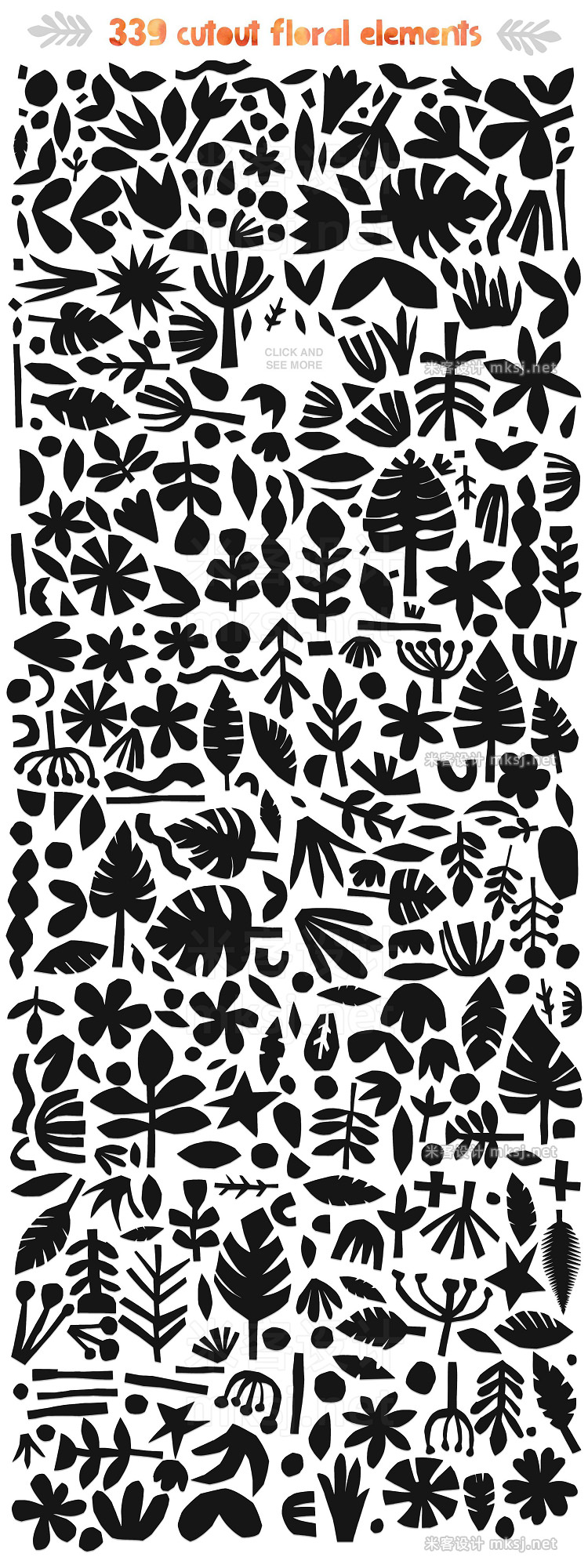 png素材 426 Cutout Floral Elements PNG EPS