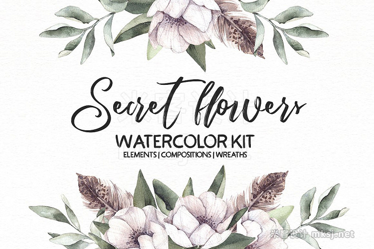 png素材 Secret flowers Watercolor kit
